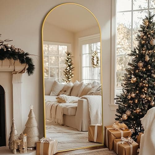 Homsion 58"x18" Full Length Mirror, Arched Full Body Mirror, Standing Hanging or Leaning Floor Mirror for Bedroom and Living Room, Gold thumbnail 4