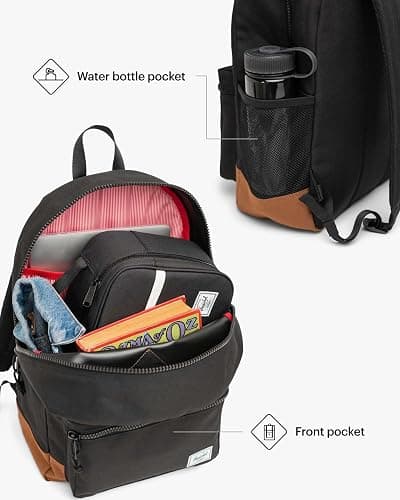Herschel Supply Co. Youth Heritage Backpack, Black/Saddle Brown, 26 L thumbnail 4