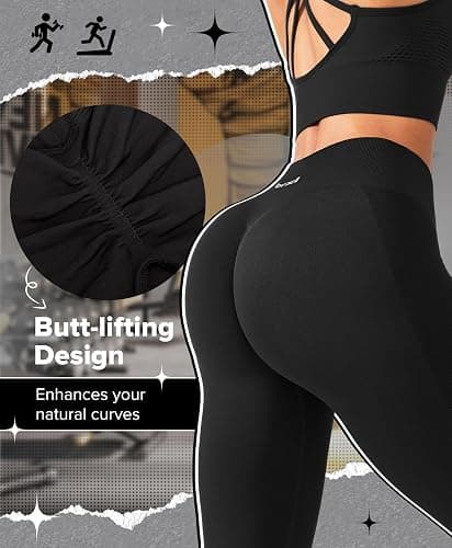 BRXL Butt Lifting No Front Seam Workout Leggings for Women Tummy Control High Waist Seamless Gym Yoga Running Leggings thumbnail 3