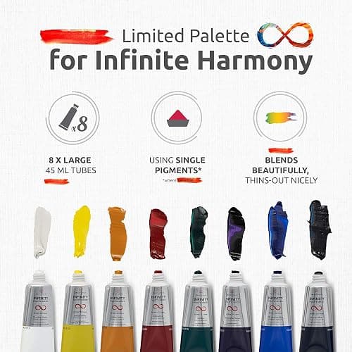 Professional Oil Paint Set - 8 x Large 50ml Tubes - Non Toxic Oil Paints for Artists, Eco-Friendly. Lightfast Oil Colors with Exceptional Pigment Load - Impressionist Palette by ZenART thumbnail 2
