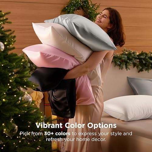Bedsure Satin Pillowcase, Similar to Silk Pillow Cases Queen Size Set of 2, Cooling Pillow Case Covers with Envelope Closure, Room Decor Valentine Gifts for Women Men, Silver Grey, 20x30 Inches, 2pcs thumbnail 4