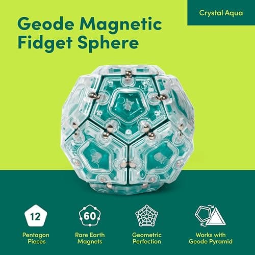 Speks Geode Sphere Magnetic Fidget Toy for Adults & Teens 14+ | Sensory Gadget for Stress Relief and Anxiety, Office Desk Toy Present, Christmas Gift, Holiday Stocking Stuffer | Aqua, 12-Piece Set - Aqua thumbnail 2
