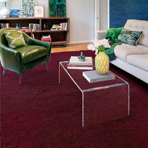 XSIVOD Plush Fluffy Non-slip Shaggy Rugs Living Room, 140x200cm, Wine Red | Non-slip soft area rug, plush bedroom carpet. Ideal for dorm, teen room, playroom, study, office, Modern indoor furry decor. thumbnail 7