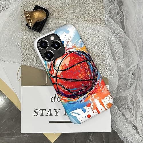 yicomon Compatible with iPhone 16 Pro Case, Colorful Basketball Sport Pattern Print Matte Phone Case Durable Fashion Funny Liquid Silicone Case Soft Anti-Scratch Shockproof Protective Cover thumbnail 6