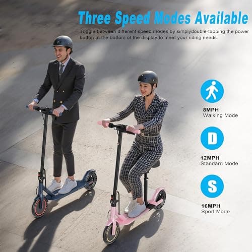 Electric Scooter for Adults with Seat Option, 350W/500W Motor, 8.5"/10" Solid Tires, Dual Suspension & Brakes, 16–22 MPH, Up to 22 Miles Range, Foldable Commuter Escooter with App Control thumbnail 5
