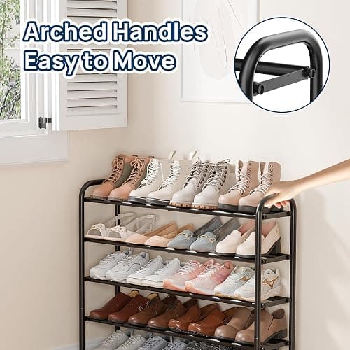 ENJOYBASICS Expandable Shoe Racks, 2 Tier,17.8 to 32.76 inch,Metal,Black | Maximum Space Efficiency,Superior Quality,Effortless Setup,Adjustable&Versatile,for 4-8 pairs,for Closet,Entryways, Dorm thumbnail 8