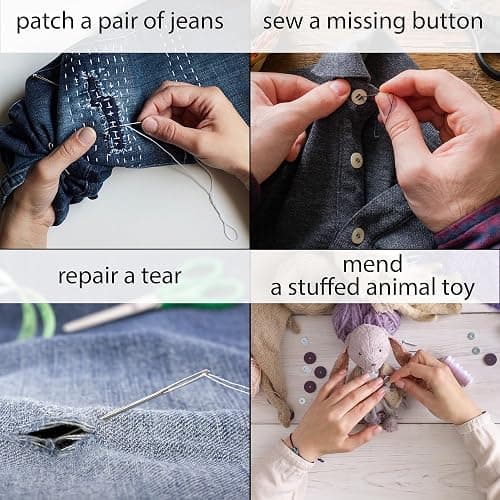 Vellostar Sewing Kit for Adults - A Portable Needle and Thread Kit with Essential Sewing Supplies and Accessories for Small Clothing Repairs, a Basic Travel Mending Set for Beginners and Pros - Medium (24 Threads) - Black thumbnail 4