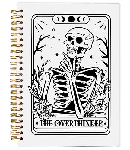 Ecezatik the Overthinker Tarot Card Notebook Journal, Gothic Goth Skull Notebook Journal, Witchy Journal, Goth Office Supplies, Witchy Stuff Spiral Notebook 5.5x8.3 - Image 1