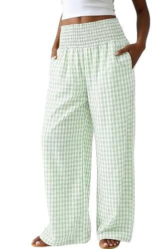 Dokotoo Womens Striped Gingham Pants 2026 Casual Pants Cute Comfy Bottoms with Pockets Plaid Outfits thumbnail 4