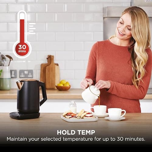 Ninja Perfect Temperature Kettle, LED Display, Black & Copper, KT200UKCP | 1.7L, Easy to Use Kettle with Rapid Boil and Temperature Control & Hold thumbnail 5