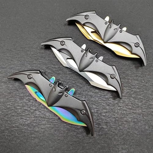AZHU Twin Blade Knife, Folding Pocket with Clip, 12.4 Inches Stainless Steel Tactical Knife Bat Knives, Two Sharp Cut, Great Gift Idea for Comics Fans, Collectors (Black) thumbnail 5