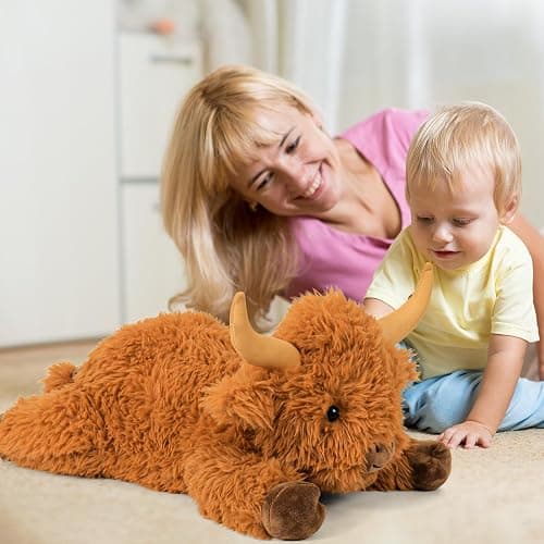 5lbs Highland Cow Weighted Stuffed Animals, 24in Giant Highland Cow Gift Plush Toy,Adorable Stuffed Animal for Kids and Adults Highland Cattle Plushie Pillow Decor thumbnail 2