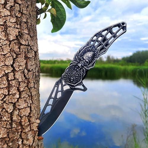 MADSMAUG Pocket Knife, Cool Pocket Folding Knife with 3D Embossed Skull patterns, Great festival Christmas Gift EDC knife For Men Outdoor Survival Camping thumbnail 5
