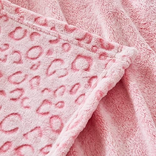 FY FIBER HOUSE Pink Throw Blanket Leopard Print Blanket Flannel Fleece Cheetah Print Cute Plush Throw for Couch, 50"X60" thumbnail 6