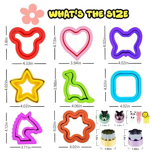 BANIC Uncrustable Sandwich Cutter, 43 Pcs Sandwich Cutter and Sealer Set with Storage Container, Crustless Sandwich Cutter Heart Star Unicorn Dino etc, Lunch & Bento Box Accessories thumbnail 3