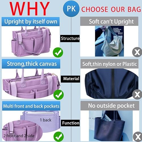ZHMO Canvas Tote Bag for Women,Womens Purse Handbags Totes Bags Crossbody Work Laptop Book Bag for Travel Nurse College Gift - Canvs Elegant Beige thumbnail 6