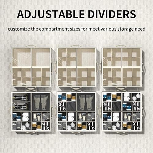 Aokeyee Shoe Organizer for Closet,2 Pack Foldable Shoe Storage Organizer Box Bin with Adjustable Dividers and Clear Cover, Fits up to 16-32 Pairs thumbnail 3