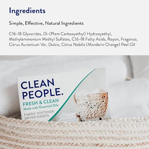 The Clean People Fabric Softener Sheets - Dryer Sheets - Softens & Removes Static Cling - Vegan Laundry Softener With Essential Oils - Fresh Scent, 120 Pack thumbnail 8