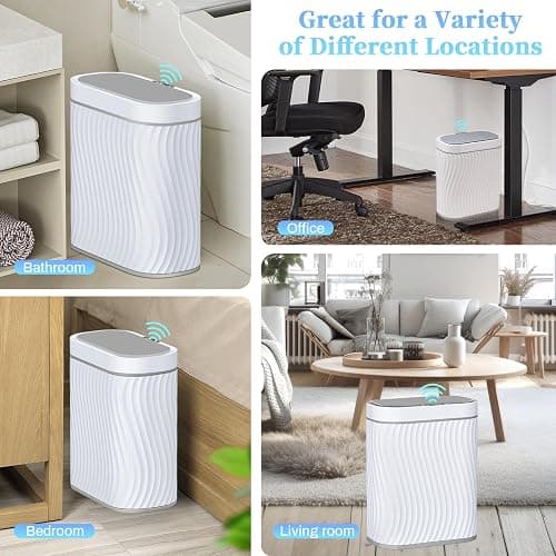 Ogikey Bathroom Small Trash Can with Automatic Touchless Lid, 2.6 Gallon Smart Garbage Can Narrow Waterproof Trash Bin for Bedroom, Office, Living Room thumbnail 6