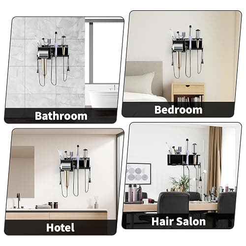 MAYZOLOP Hair Dryer Holder, Hair Tool Organizer, Blow Dryer Hanger Wall Mount for Dryer Hook, Bathroom Space-Saving Blow Dryer Organizer, Curling Irons Storage Wall Mounted thumbnail 9