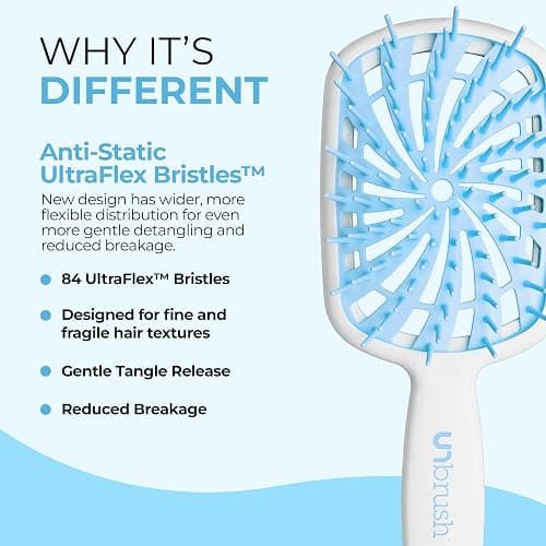 FHI Heat UNbrush Plus — Curly Hair Brush for Gentle & Effective Detangling on Wet or Dry Fragile Hair Types — Detangler Brush w/ 84 UltraFlex Bristles, Ultra-light, Vented, Anti Static Hairbrush thumbnail 3