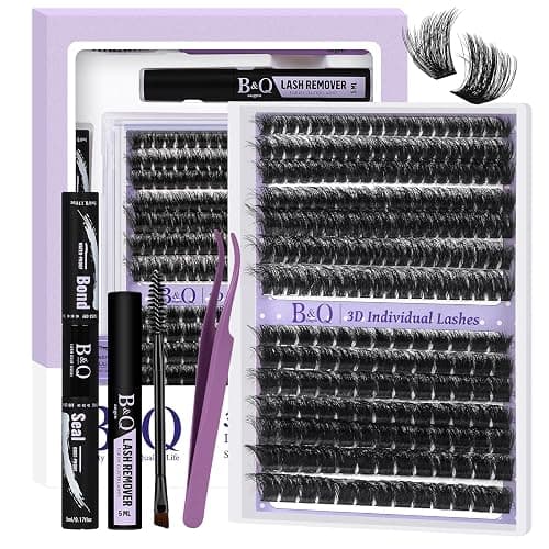 B&Q Fluffy Lash Clusters Kit 100D 200D Mixed Volume Lash Clusters 10-18mm Individual Lashes Kit Salon-style Dramatic Thick eyelash extension 280pcs Suitable for Beginners Makeup at Home(KIT-100D+200D) - Image 1