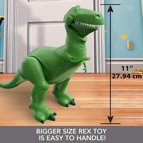 Mattel Disney and Pixar Toy Story Roarin’ Laughs Rex | Talking Dinosaur Action Figure with Moving Arms, 10.8-inch T Rex with 40+ Sounds & Phrases (Amazon Exclusive) thumbnail 5