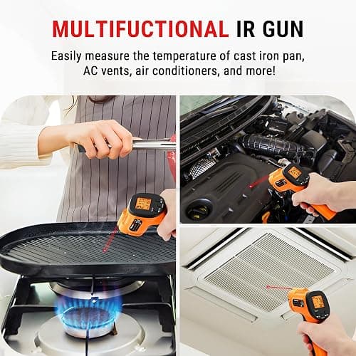 ThermoPro TP30 Infrared Thermometer Gun, Laser Thermometer for Cooking, Pizza Oven, Griddle, Engine, HVAC, Laser Temperature Gun with Adjustable Emissivity & Max Measure -58°F ~1022°F (Not for Human) thumbnail 3