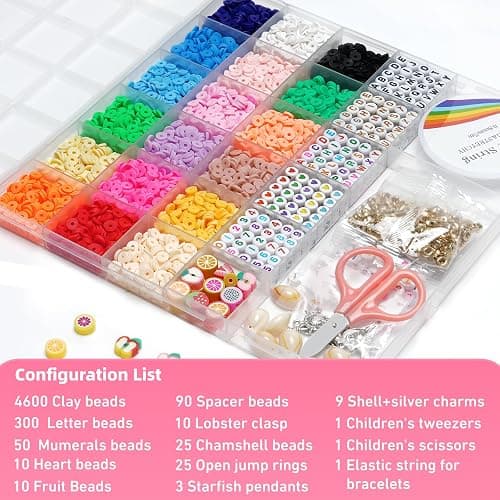 Redtwo 5100 Clay Beads Bracelet Making Kit, Flat Preppy Beads for Friendship Jewelry Making,Polymer Heishi Beads with Charms Gifts for Teen Girls Crafts for Girls Ages 8-12 thumbnail 4