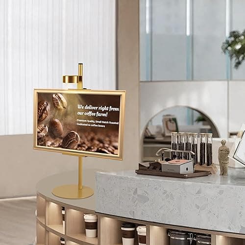 NKJIH Adjustable Desktop Photo Frame Stand with Magnetic Wall Painting Light, Holds Picture Frames up to 30 Inch,with Rechargeable Battery,Metal Vertical Stand with 3 Color Temperature & 13RGB Poster Lights, for Displaying Picture Frames, Artworks (Gold) thumbnail 7