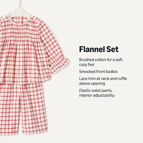 Amazon Essentials x Sofia Grainge Toddlers and Baby Girls' Long Sleeve Flannel Set thumbnail 3