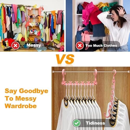 12-Pack-Closet-Organizers-and-Storage,Clothes-Organizer-Hangers for Heavy Clothes Sturdy Home Closet Organization and Storage,College-Dorm-Room-Essentials for Girls,Cloth-Storages-Space-Saving-Hangers thumbnail 4