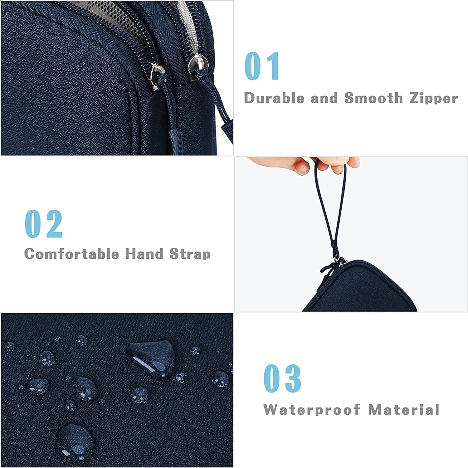 FYY Electronic Organiser - Travel Cable Organizer Bag Pouch Electronic Accessories Carry Case Portable Waterproof Double Layers All-in-One Storage Bag for Cable, Cord, Charger, Phone Navy thumbnail 4