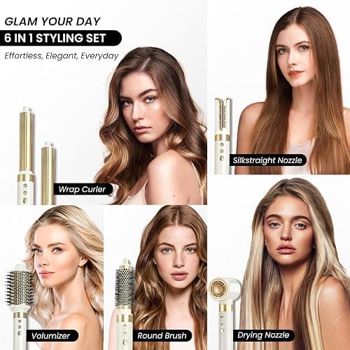GLAMUP 6-in-1 Extra Long Wrap AirCurler, Hot Air Styler, Fast Drying | 110k RPM High-Speed Motor & Negative Ions, Frizz-Free, No Heat Damage, Volumizer & Straightener for All Types, Travel Pouch thumbnail 13