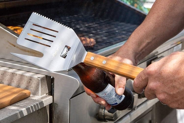 FlipFork Boss - 5 in 1 Grill Spatula with Knife, Fork, Bottle Opener and Turner BBQ Tools. All in One Grill Accessories Set for Outdoor Grills. 18 inch Grilling Accessories BBQ Set thumbnail 2