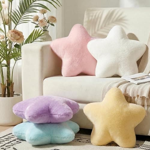 Nmkopzy 15.4 Inch Star Pillow Cute Yellow Decorative Throw Pillows for Couch Bed Sofa, Aesthetic Star Shaped Soft Floor Cushions for Living Room Bedroom Decor (Goose Yellow, 15.4" x 15.4") thumbnail 3