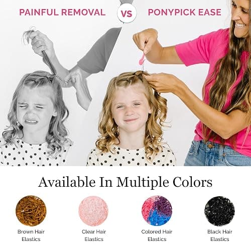 THE PONY PICK Hair Elastic Rubber Bands Cutter Tool Easy To Use, Pain Free, No Hair Damage Ponytail Cutter Tool for Kids & Toddlers (3 Picks & 50 Clear Hair Elastics) thumbnail 2