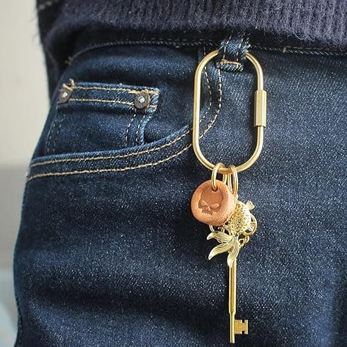 CMVFYL Gold Brass Key Rings, Purse Bag Charms for Handbags, Screw Lock Key Organizer, Carabiner Keychain Clip for Keys - Large thumbnail 8