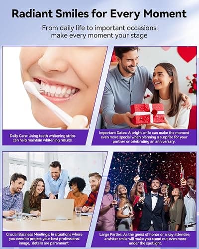 Teeth Whitening Strips 14 Treatments, Enamel Safe for Sensitive Tooth, Whitens Teeth, Purple Whitening Strips, Removes Yellow Stains & Bad Breath - Effective Color Correction for a Brighter Smile thumbnail 6