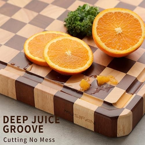 Acacia Wood Cutting Boards for Kitchen-Large Wooden Cutting Boards for Chopping Meat, Cheese, Fruits, and Vegetables thumbnail 7