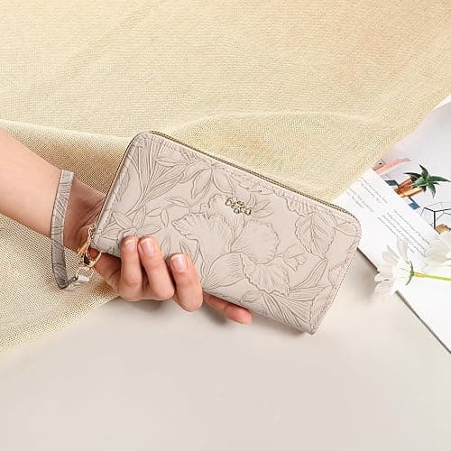 RNIEGA Wallet for Women Clutch Double Zip Around Credit Card Holder Leather Women's Wallet Large Capacity thumbnail 2