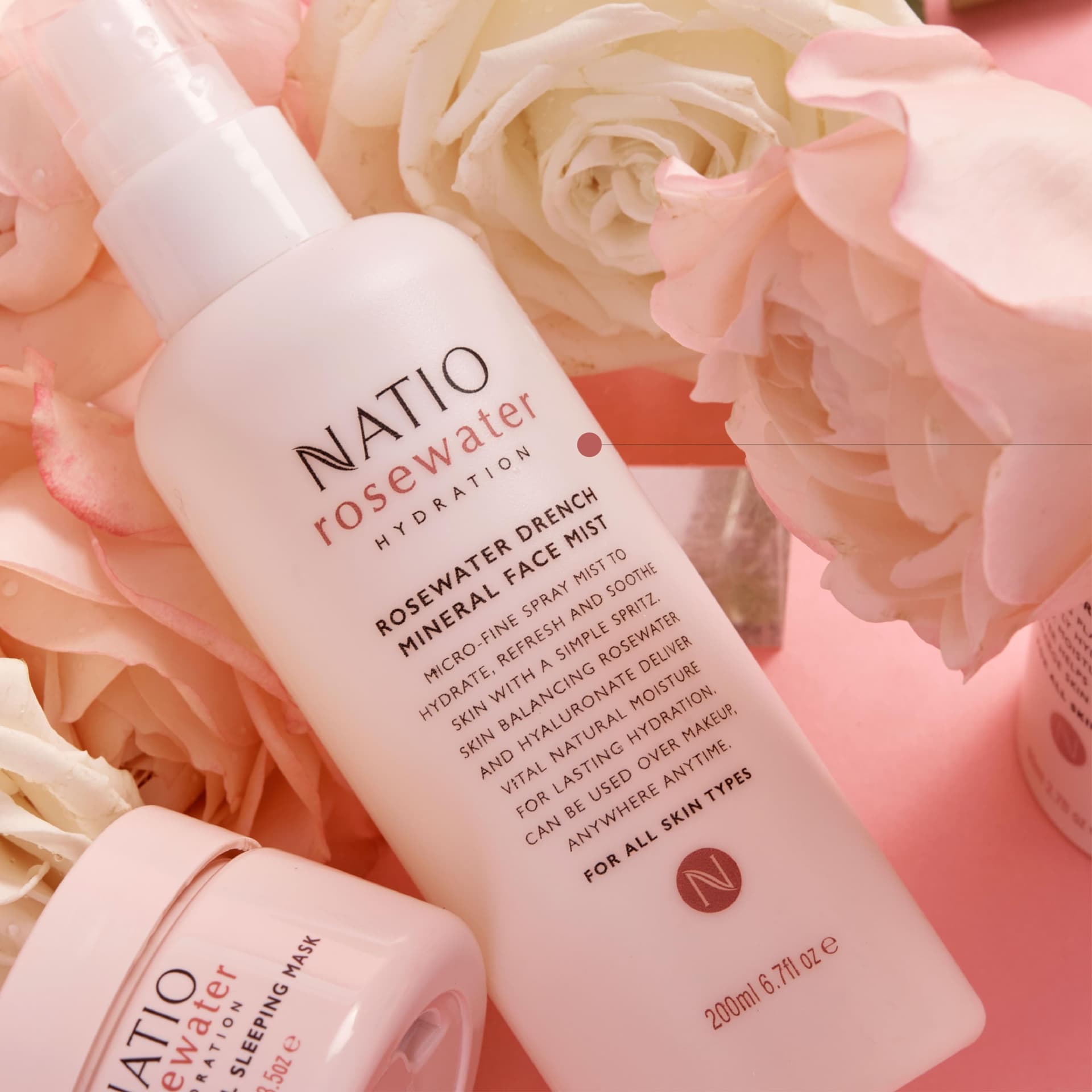 Natio Australia Rosewater Hydration Drench Mineral Face Mist 200ml - Refreshing Skin Balancing Rosewater & Hyaluronate Facial Mist - Hydrating, Replenishing & Balancing - Made in Australia thumbnail 7