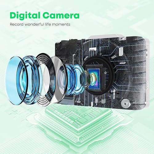 Digital Camera, Full HD 4K Digita Point and Shoot Camera Portable Compact and for 16X Zoom, Autofocus for Photography with 64GB Card, Anti-Shake, for Beginners, Boys Girls Kids, White thumbnail 8