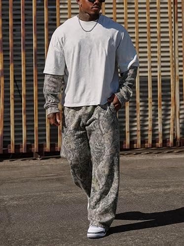 Piuntersite Men's Camo Sweatpants Loose Fit Joggers Waist Pockets Quick-Dry Hunting Hiking Workout Athletic Pants thumbnail 2