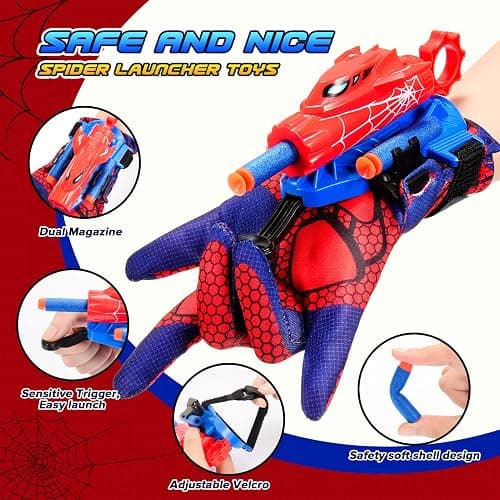 2 Sets Superhero Web Shooters for Kids Age 3-7,Adjustable Wrist Launcher Slinging Toy Set with 40 Darts,Ideal Birthday for Boys & Girls Imaginative Role-Play Costume Accessory thumbnail 4