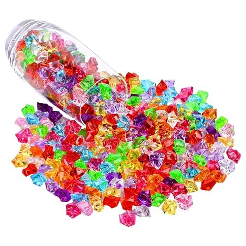 180-190pcs Premium Multicolored Fake Crushed Ice Rock Plastic Gems Jewels Acrylic Ice Rock Crystals Treasure Fake Diamonds Plastic Ice Cubes for Kids Toy Decoration Wedding Display Vase Fillers Crafts thumbnail 5