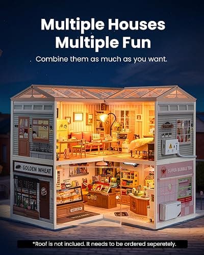 Rolife DIY Miniature Plastic House Building Set Toys Playset with LED Suitable for Mini Figures Construction Toys Diorama Kit Gifts for Teens Adults (Cozy Living Lounge) thumbnail 6