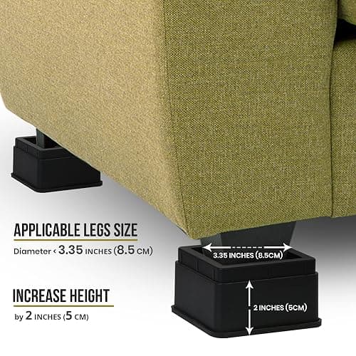 Utopia Bedding Bed Risers 2 Inch - Pack of 8 - Adjustable Furniture Risers 2 & 4 inch - Anti Slip Foam & Rubber Pad - Stackable Bed Lifts Risers Heavy Duty for Sofa, Bed, Table, Couch & Chair (Black) thumbnail 5