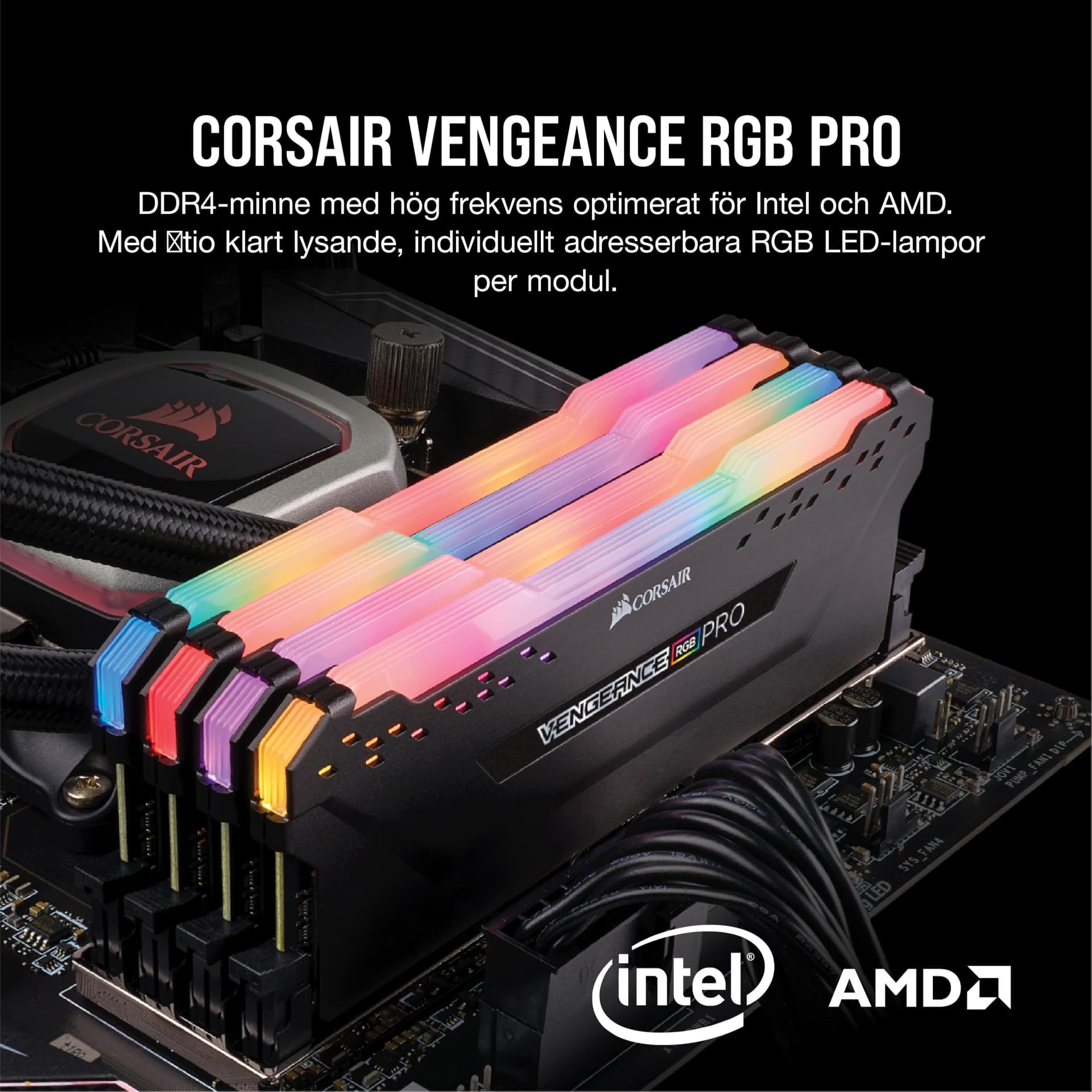 CORSAIR VENGEANCE RGB PRO 32GB (2x16GB) DDR4 3200 (PC4-25600) C16 1.35V Computer Memory - Black (CMW32GX4M2E3200C16) thumbnail 2