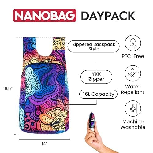 Nanobag Ultra-Lightweight Foldable Backpack for Traveling and Compact Mini Hiking Pack for Men & Women, Reusable Collapsible thumbnail 4